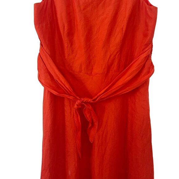 Coldwater Creek VTG Rusty Orange 100% Silk Scoop Neckline A-Line Dress - Picture 4 of 13